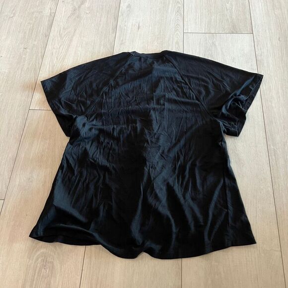 Free People Short Sleeve Open V Neck Top Women's Black Ruffle Knot Waist size m - Picture 5 of 7